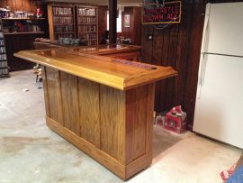 oak home bar - varnished